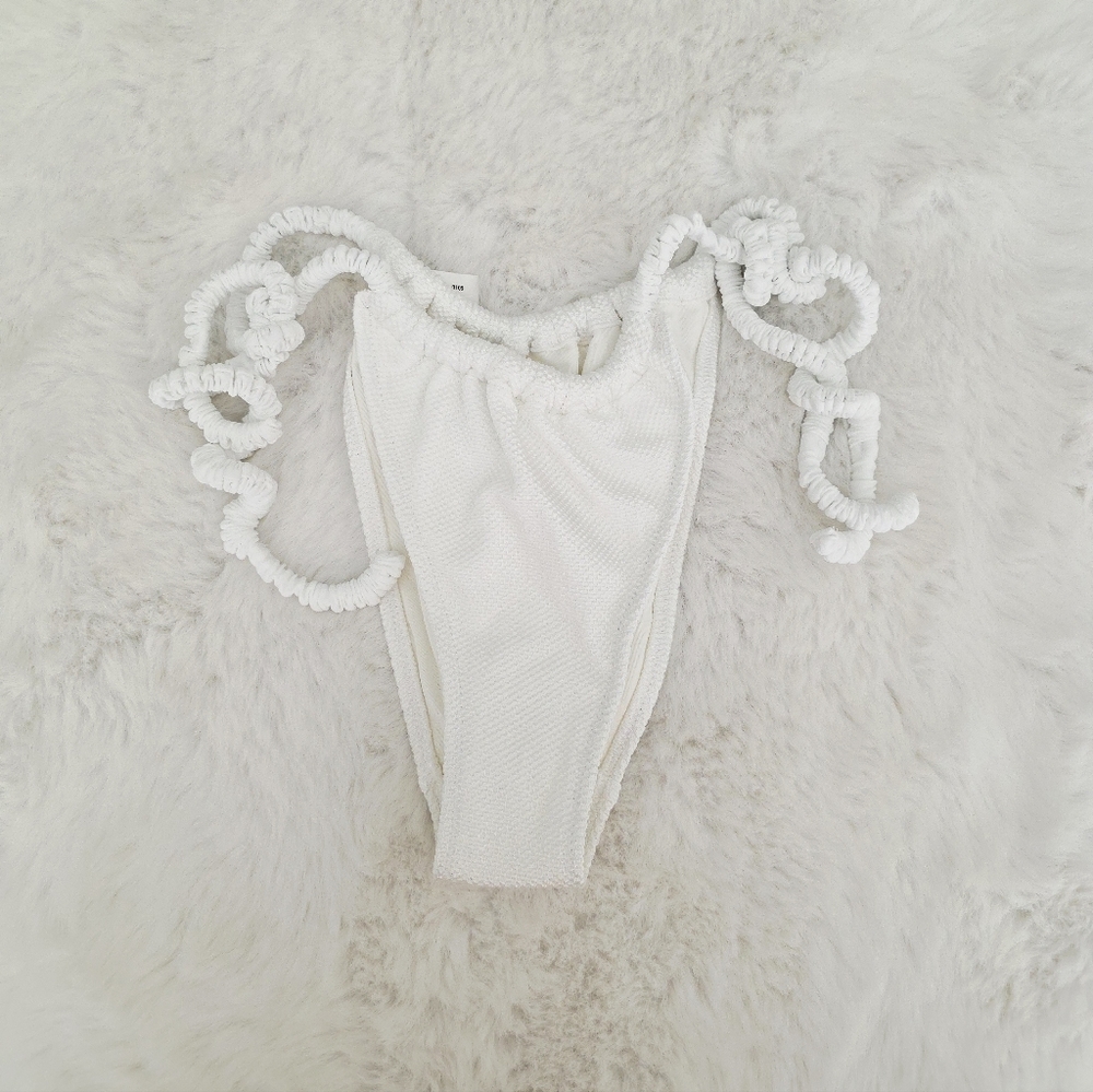 AERIE🪁 Shine Pique Low Rise Scrunchie Tie Cheekiest Bikini Bottom SIZE S